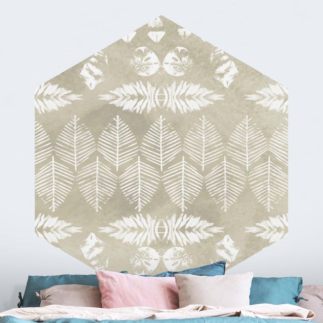 Hexagon Behang Bright Tropical Ethno Design