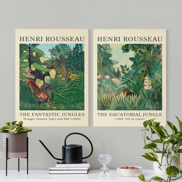 Natuurlijk canvas schilderijen - 2-delig  Henri Rousseau - Museum Edition The Equatorial Jungle