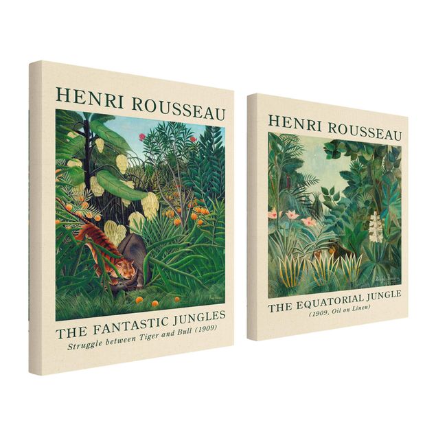 Natuurlijk canvas schilderijen - 2-delig  Henri Rousseau - Museum Edition The Equatorial Jungle
