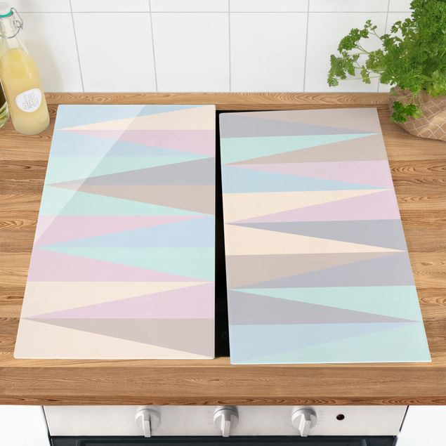 Kookplaat afdekplaten Triangles In Pastel Colours