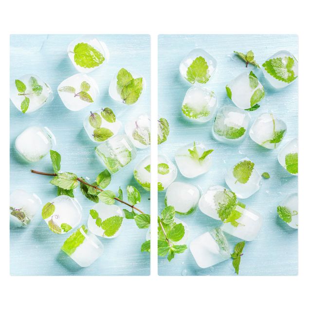 Kookplaat afdekplaten Ice Cubes With Mint Leaves