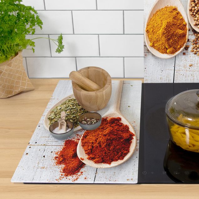Kookplaat afdekplaten Wooden Spoon With Spices