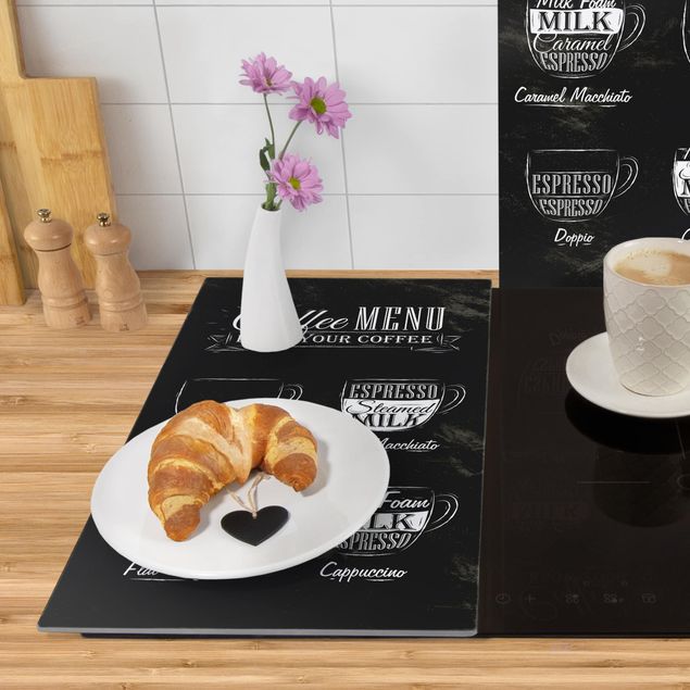 Kookplaat afdekplaten Coffee Varieties Chalkboard
