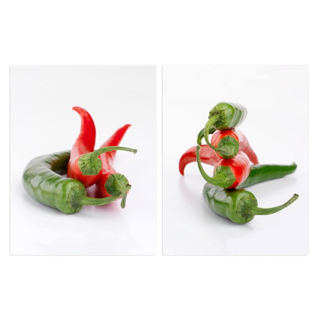 Kookplaat afdekplaten Red and green peppers