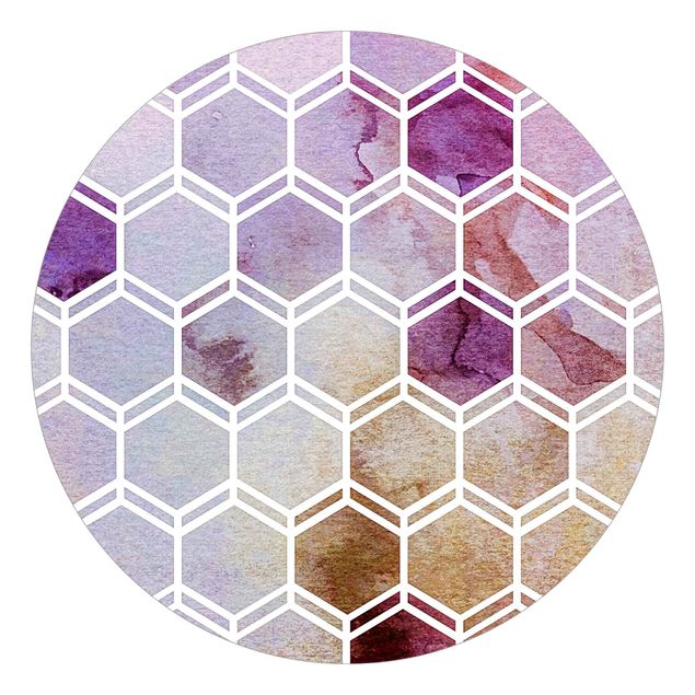 Behangcirkel Hexagonal Dreams Watercolour In Berry