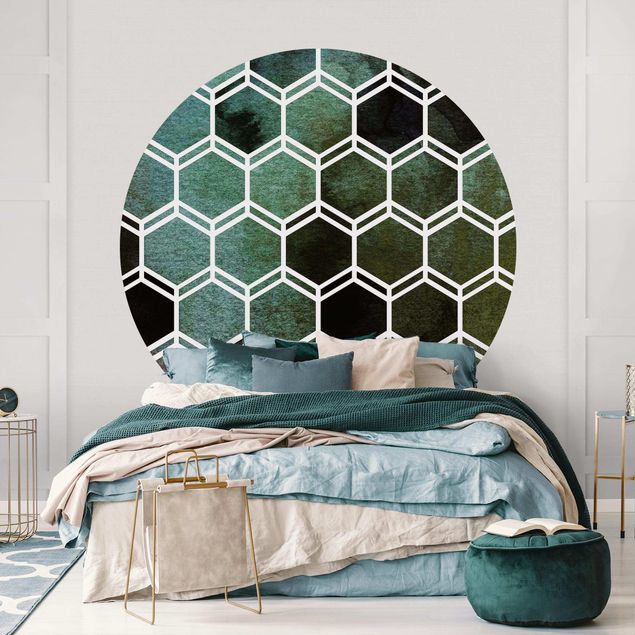 Behangcirkel Hexagonal Dreams Watercolour In Green