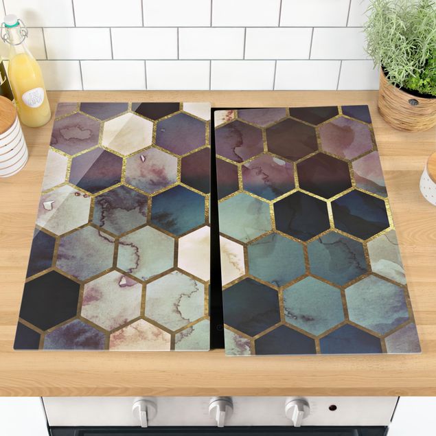 Kookplaat afdekplaten Hexagonal Dreams Watercolour Pattern