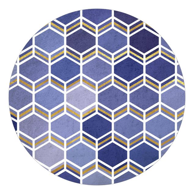 Behangcirkel Hexagonal Dreams Pattern In Indigo