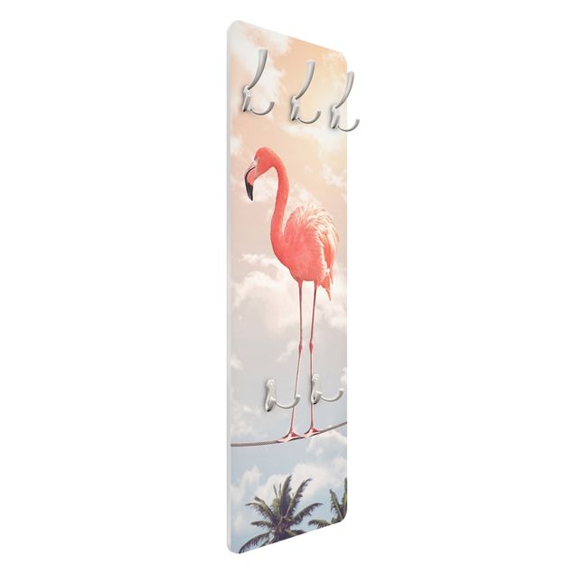 Wandkapstokken houten paneel Sky With Flamingo