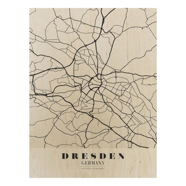 Houten schilderijen Dresden City Map - Classical