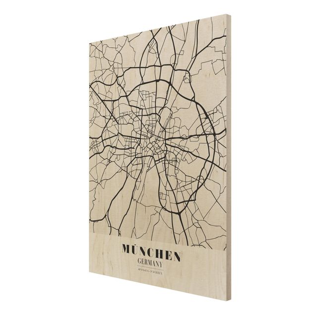 Houten schilderijen Munich City Map - Classic
