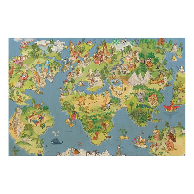 Houten schilderijen Great and Funny Worldmap