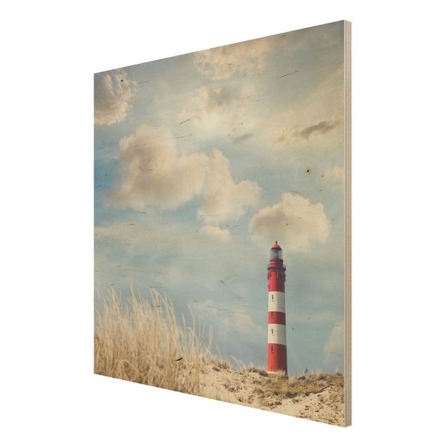 Houten schilderijen Lighthouse Between Dunes