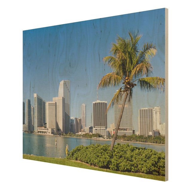 Houten schilderijen Miami Beach Skyline