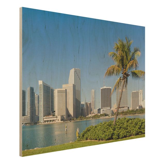Houten schilderijen Miami Beach Skyline