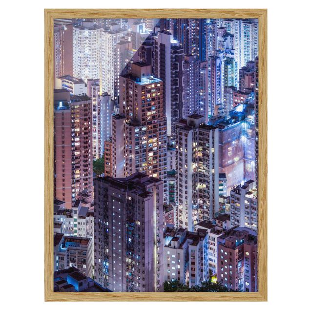 Ingelijste posters Hong Kong Sea Of Lights