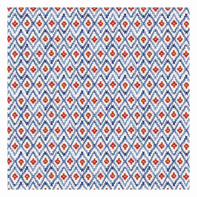 Fotobehang - Ikat Pattern Mexico Red And Blue