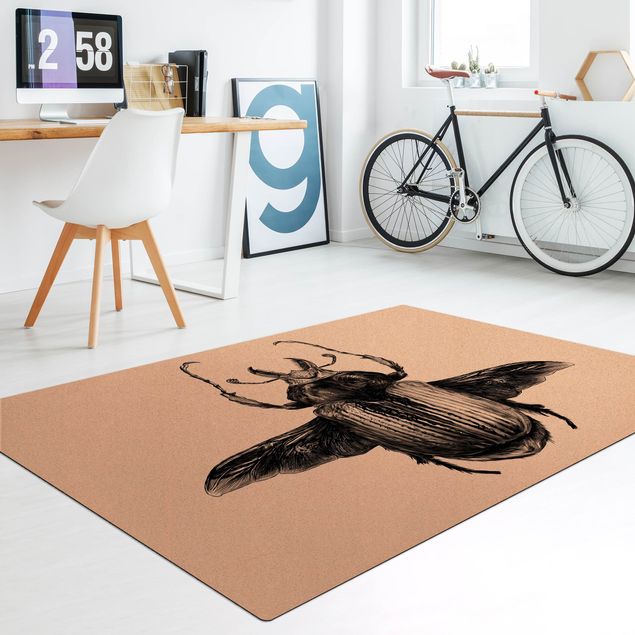 tapijt antraciet Illustration flying Beetle Black