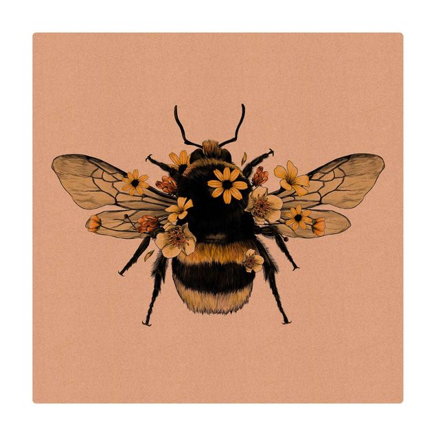 Kurk mat Illustration Floral Bumblebee