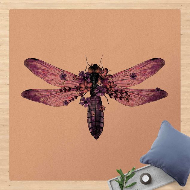 paars tapijt Illustration Floral Dragonfly
