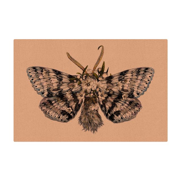 Kurk mat Illustration Floral Moth
