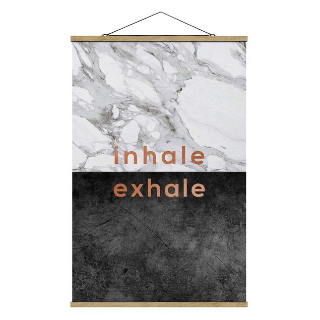 Stoffen schilderij met posterlijst Inhale Exhale Copper And Marble
