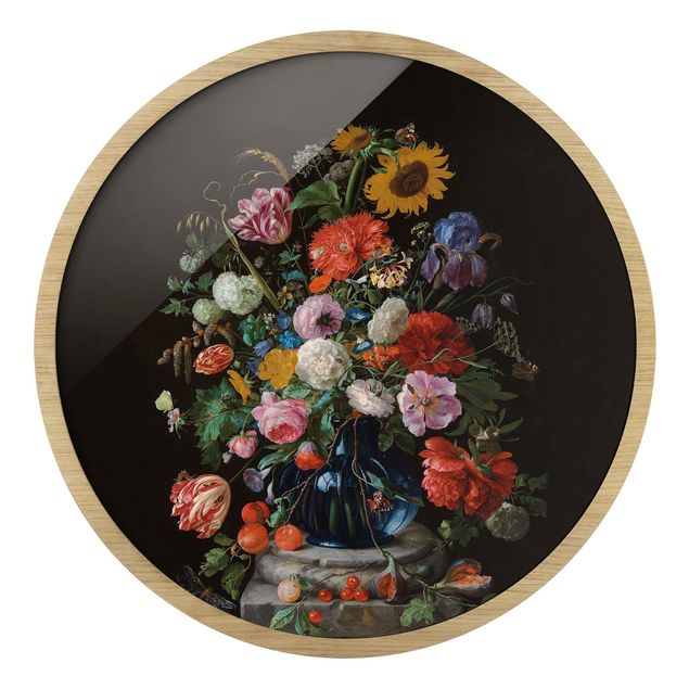 Rond schilderijen Jan Davidsz de Heem - Fiori in un vaso di vetro