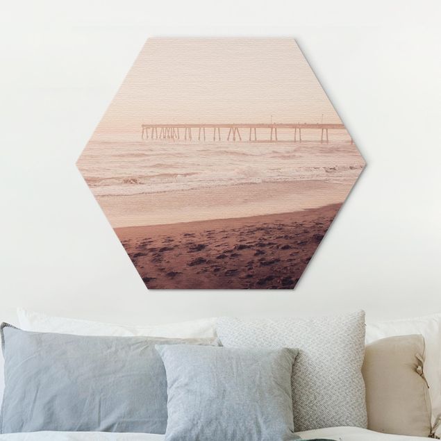 Hexagons Aluminium Dibond schilderijen California Crescent Shaped Shore