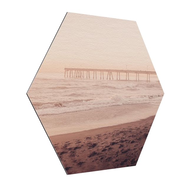 Hexagons Aluminium Dibond schilderijen California Crescent Shaped Shore