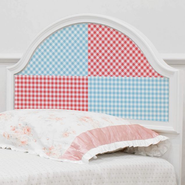Meubelfolien - Checked Pattern Squares In Pastel Blue And Vermillion