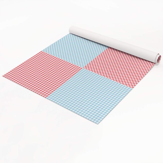Meubelfolien - Checked Pattern Squares In Pastel Blue And Vermillion