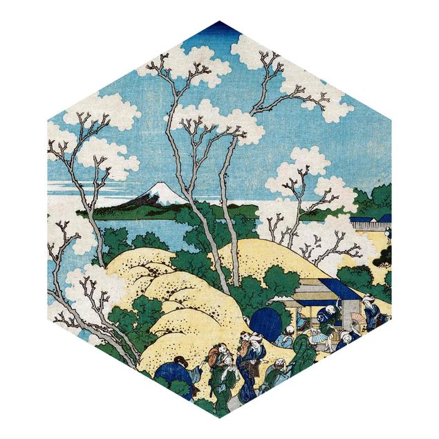 Hexagon Behang Katsushika Hokusai - The Fuji Of Gotenyama