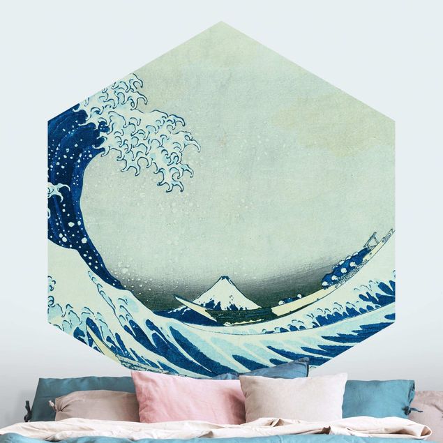 Hexagon Behang Katsushika Hokusai - The Great Wave At Kanagawa