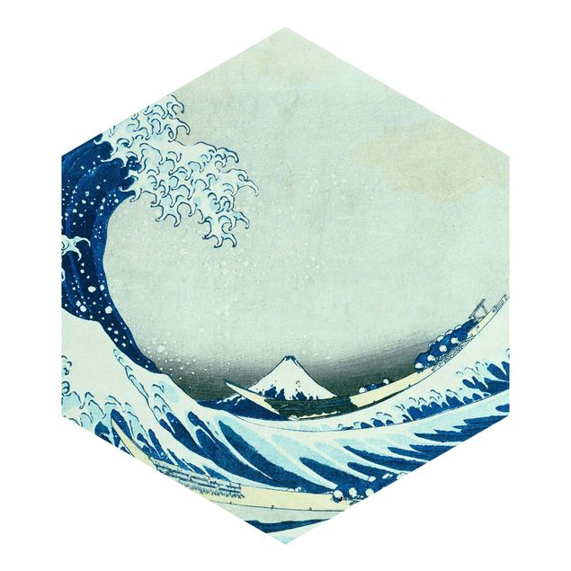 Hexagon Behang Katsushika Hokusai - The Great Wave At Kanagawa