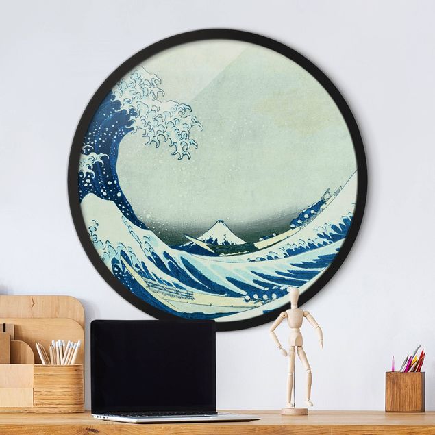 Rond schilderijen Katsushika Hokusai - La grande onda di Kanagawa