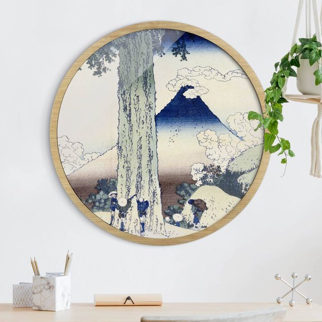 Runde Bilder mit Rahmen Katsushika Hokusai - Mishima Pass In Kai Province