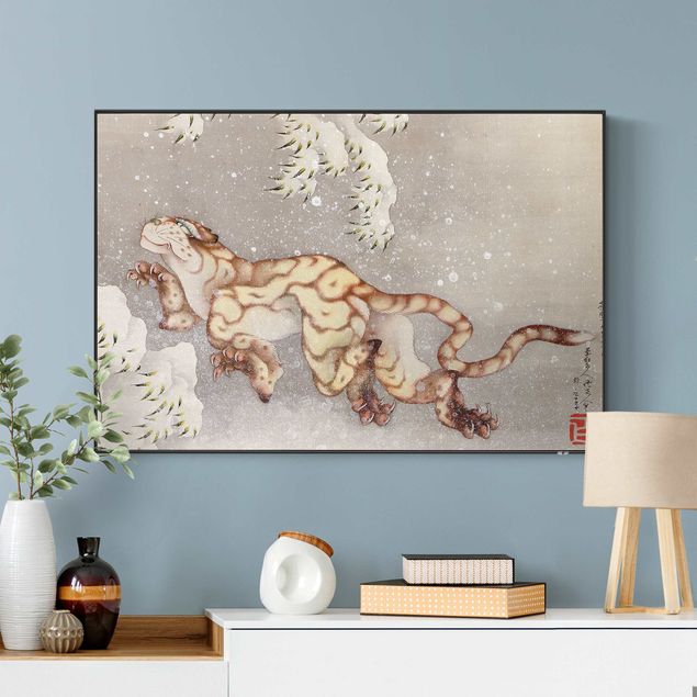 Akoestisch schilderij - Katsushika Hokusai - Tiger In Snowstorm