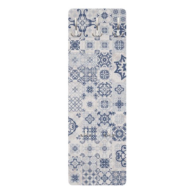 Wandkapstokken houten paneel Ceramic Tiles Agadir Blue