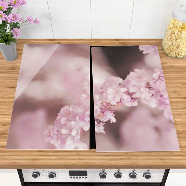 Kookplaat afdekplaten Cherry Blossoms In Purple Light