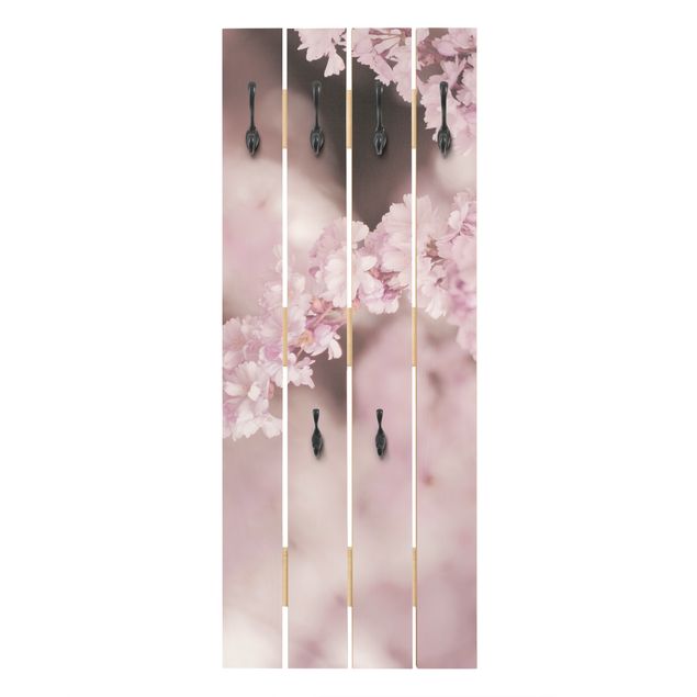 Wandkapstokken houten pallet Cherry Blossoms In Purple Light