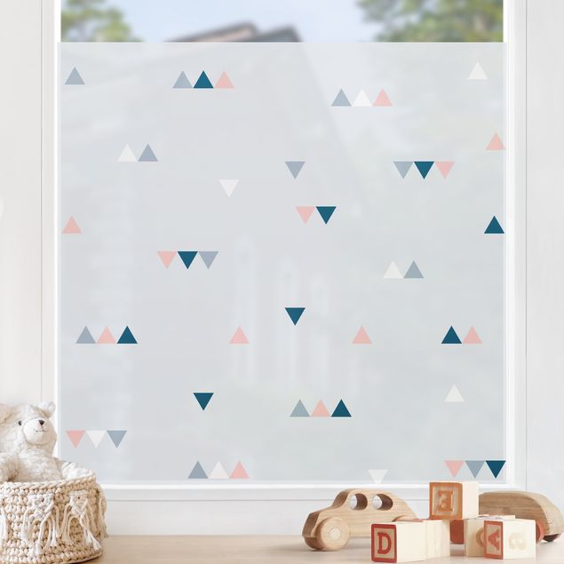Raamfolie - Small Triangles In Blue Light Pink