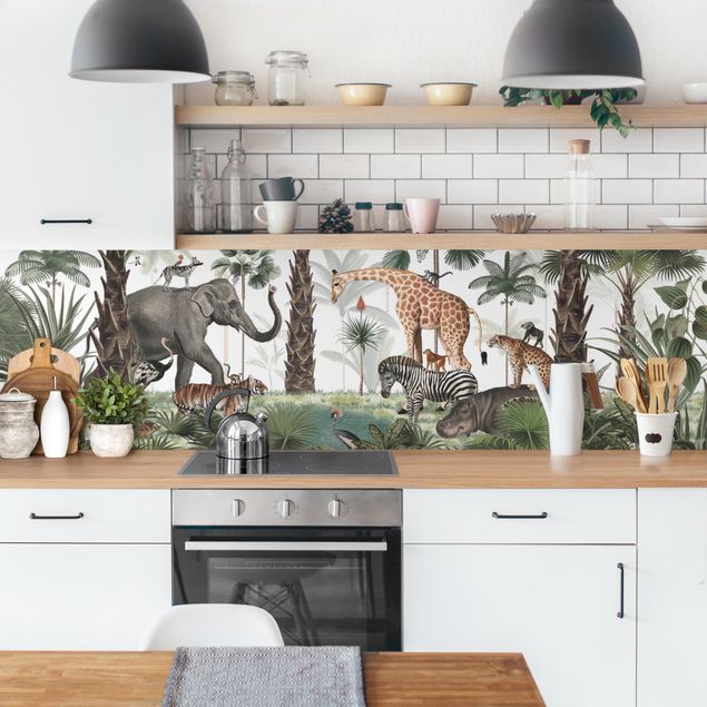 Achterwand voor keuken dieren Kingdom of the jungle animals
