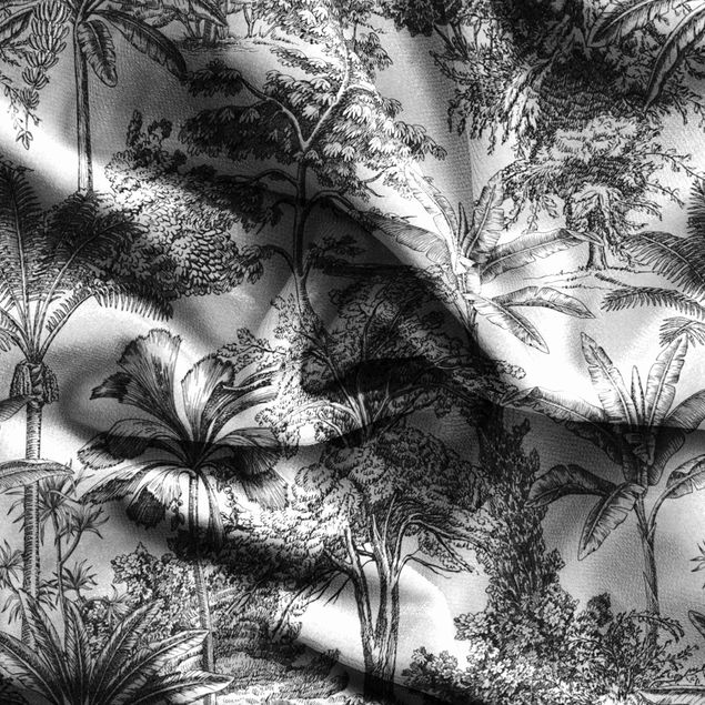 gordijn patroon Copper Engraving Impression - Tropical Palm Trees
