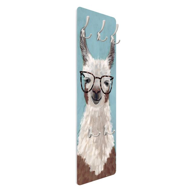 Wandkapstokken houten paneel Lama With Glasses II