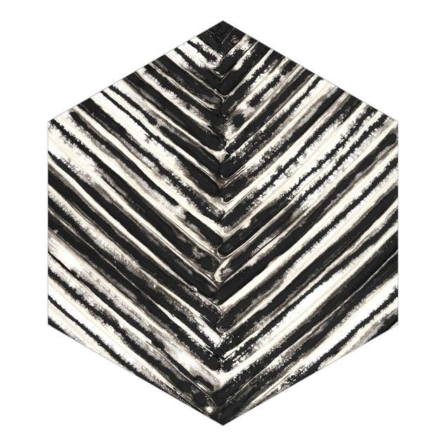 Hexagon Behang Slats Black And White
