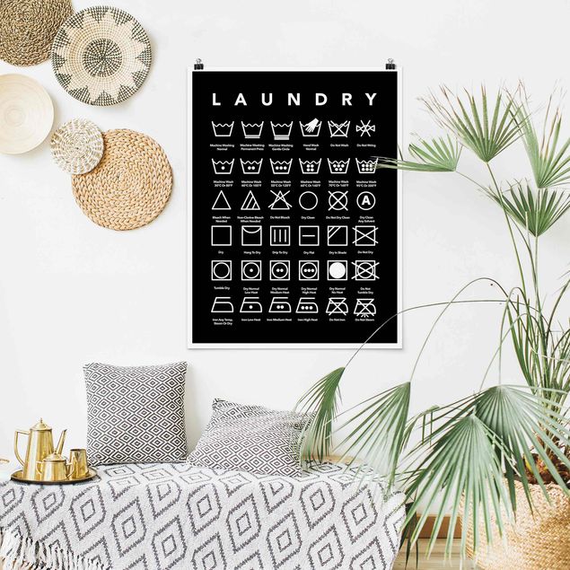 Posters Laundry Symbols Black And White