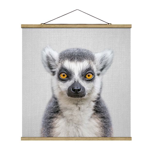 Stoffen schilderij met posterlijst - Lemur Ludwig