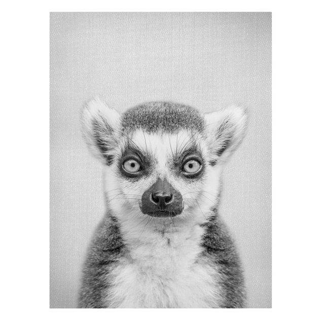 Leinwandbild - Lemur Ludwig Schwarz Weiß - Hochformat 3:4