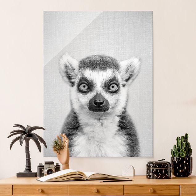 Glas Magnetboard Lemur Ludwig Black And White