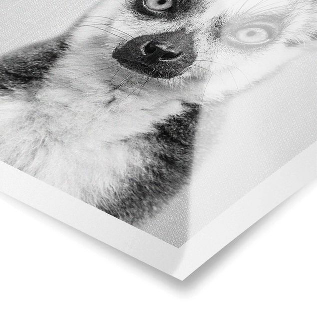Poster - Lemur Ludwig Schwarz Weiß - Hochformat 3:4